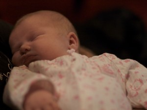 Finally a closer look at her faceâ€“Even if there is a little spit up!