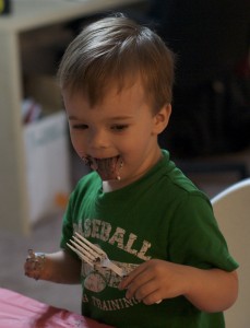 The kids loved that their tongues turned blue from the cake.