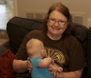 Emily enjoyed getting held by everyone. Here she is with my Aunt Jane.