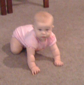 Emily is so close to crawling. I'm not sure how she's doing it, but she's getting places. 