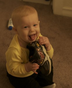 She loves to eat Brenden's shoe.